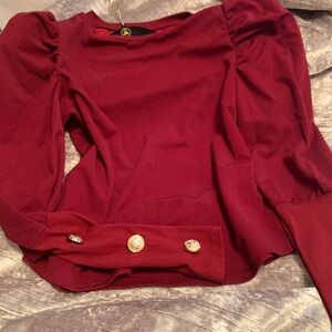 Chic Burgundy Women's Blouse with Button Details